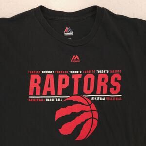 Majestic Toronto Raptors Crew Neck Basketball T Shirt Mens Size Large L Black